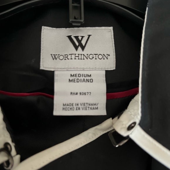 Worthington Black Trench Coat with White Accents - Picture 7 of 10